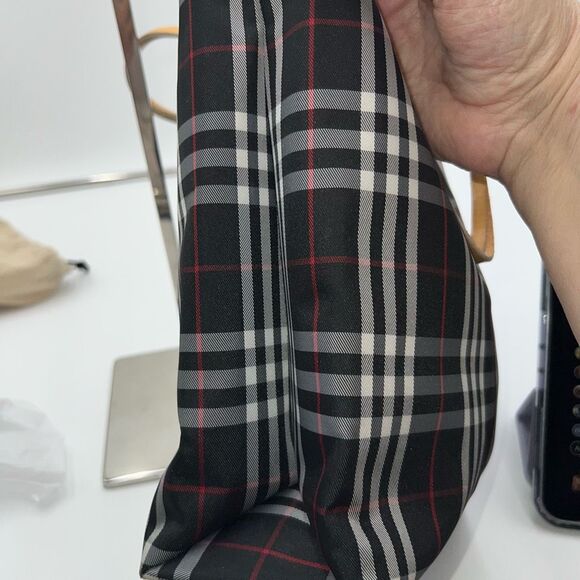 BURBERRY Nova Check Hand Bag Nylon Black Small Tote with Dust Bag - Picture 5 of 12